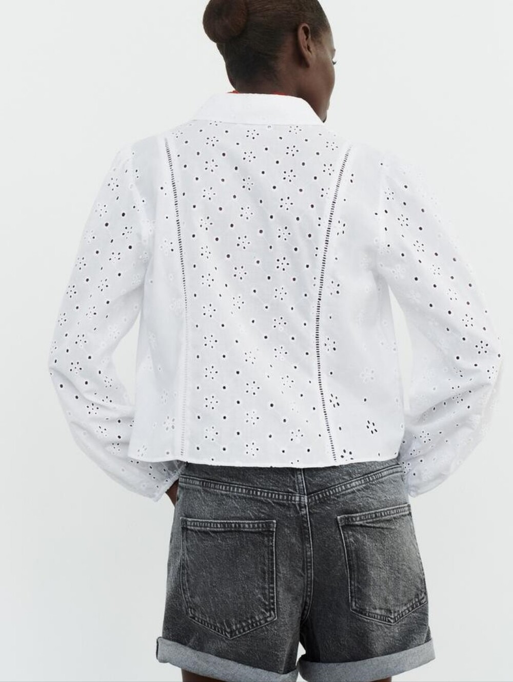 Zara Cutwork Eyelet Embroidered 100% cotton Shirt Button Down S - Picture 2 of 11